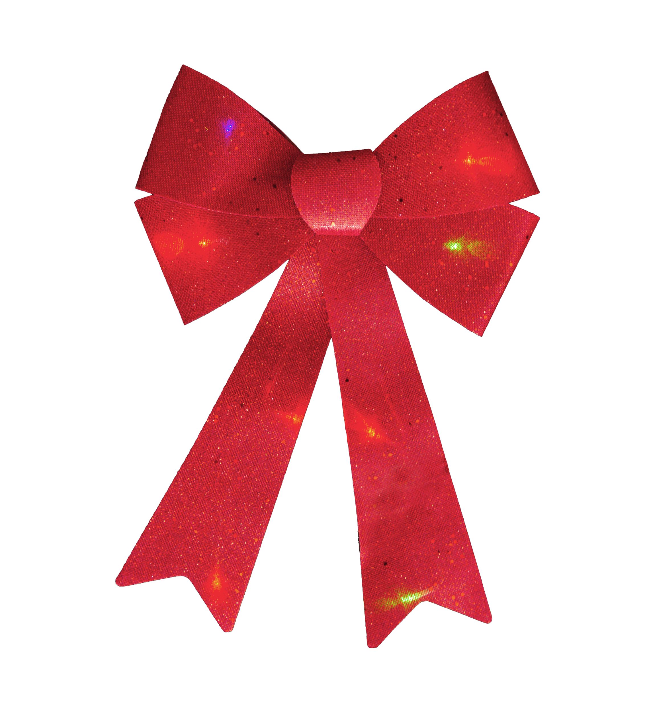16Inch LED Lighted Red Burlap Bow Christmas Decoration with Color Changing Lights