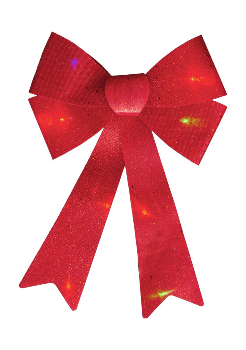 16Inch LED Lighted Red Burlap Bow Christmas Decoration with Color Changing Lights