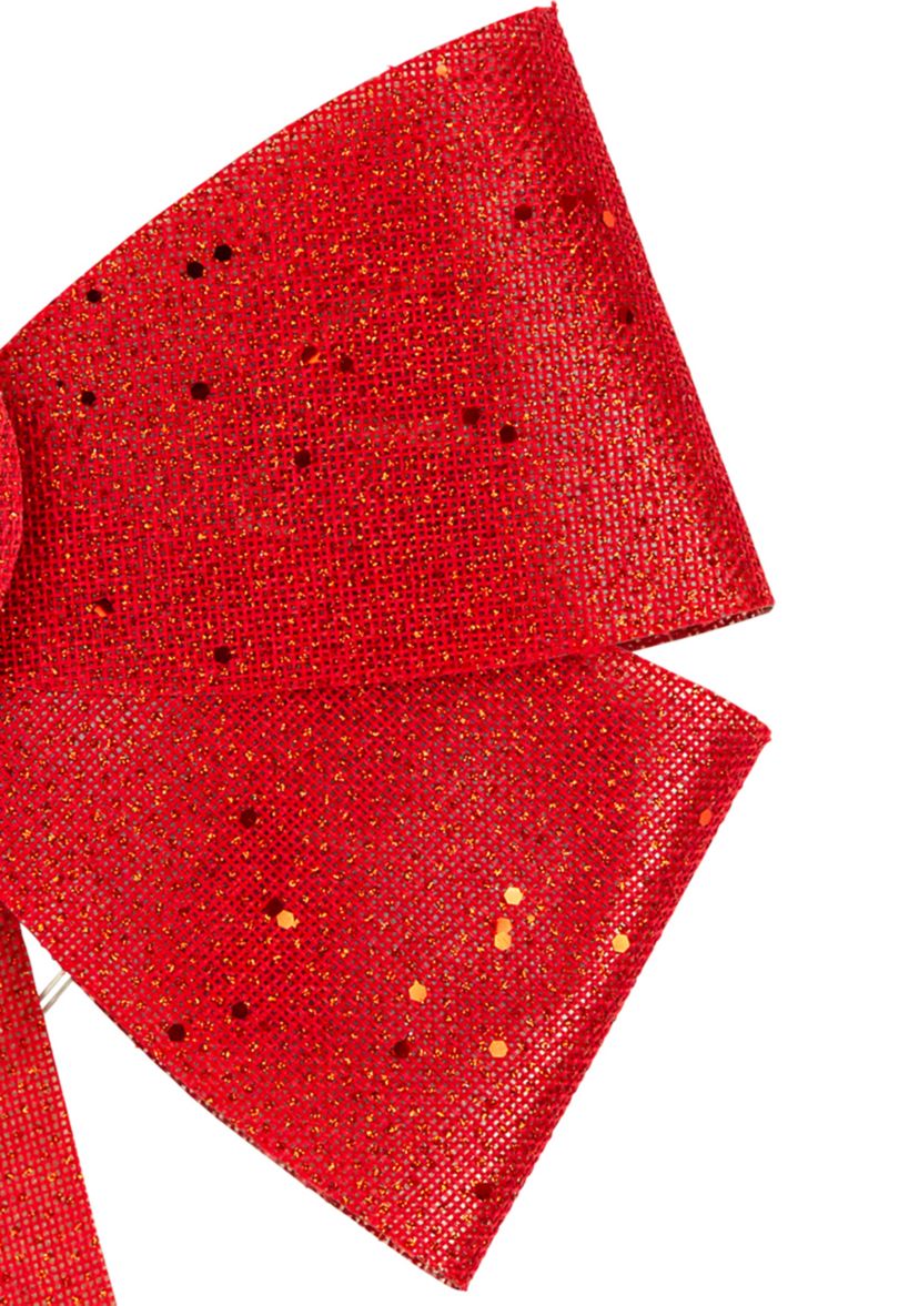 16Inch LED Lighted Red Burlap Bow Christmas Decoration with Color Changing Lights