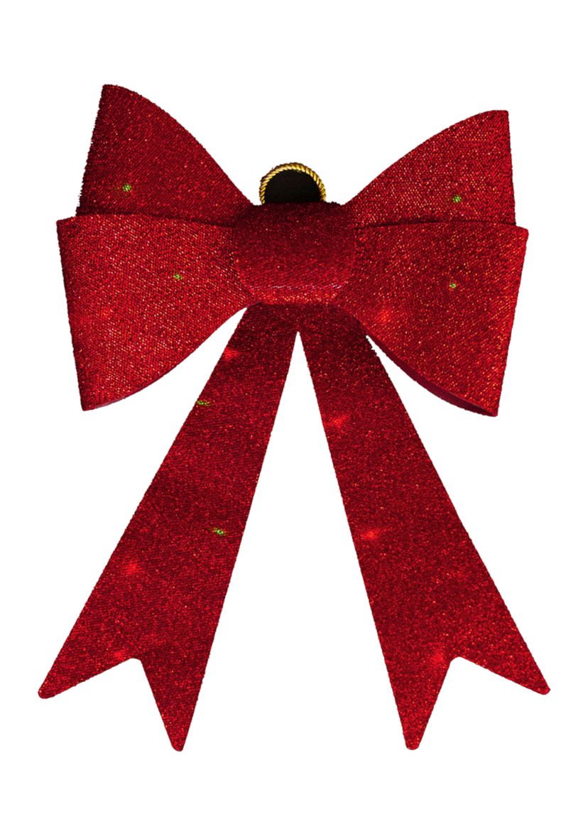 23Inch LED Lighted Red Tinsel Bow Christmas Decoration with Color Changing Lights