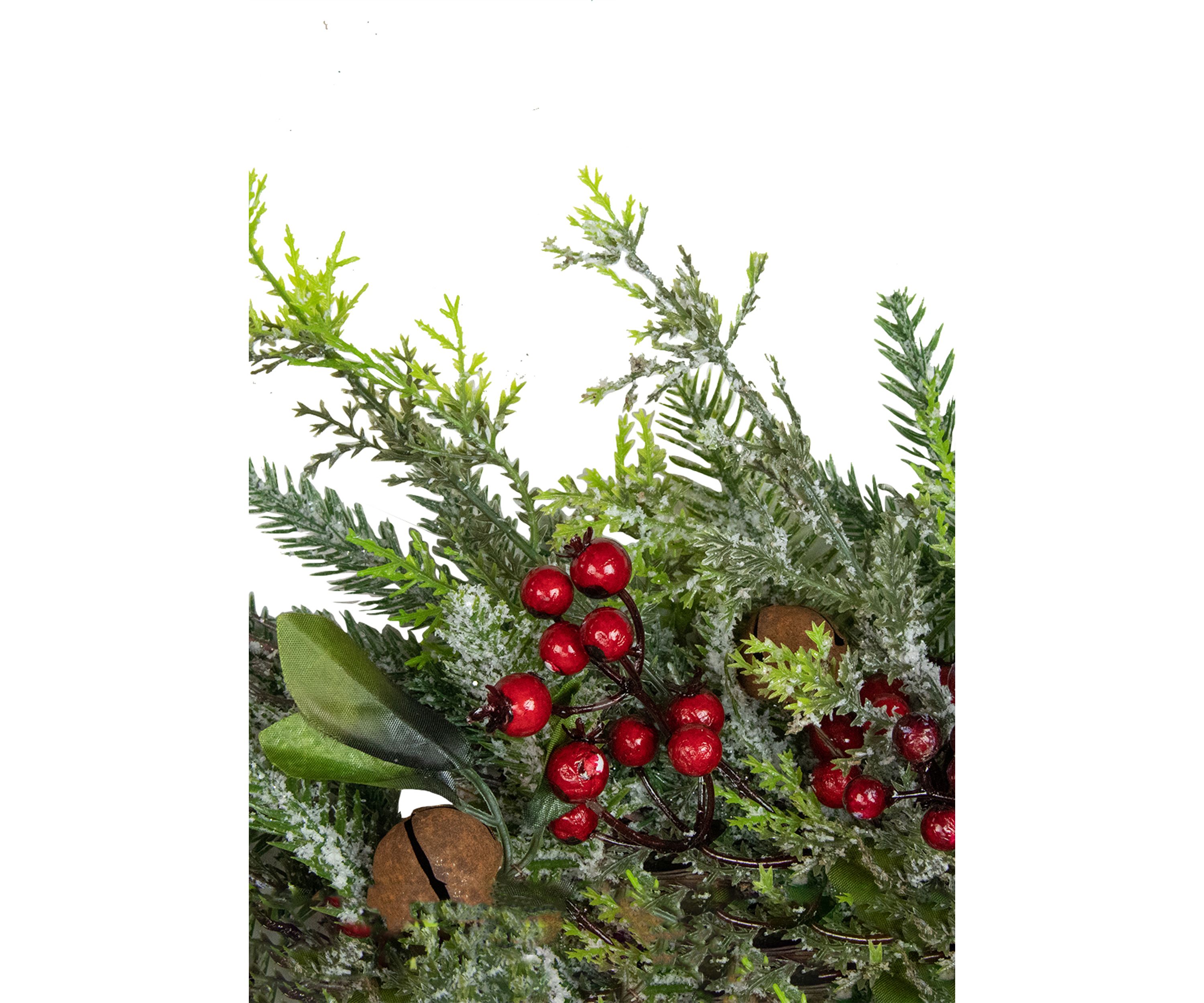 Frosted Pine and Berry Artificial Christmas Wreath  25-Inch  Unlit