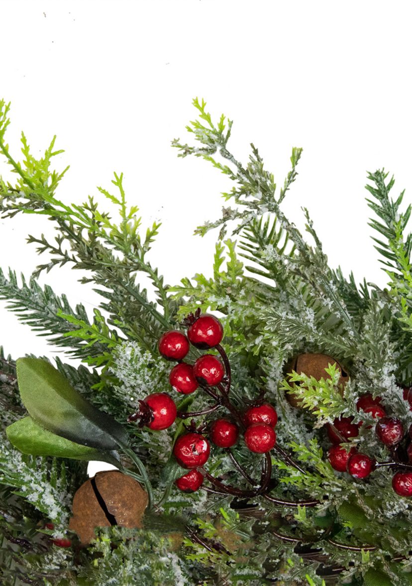 Frosted Pine and Berry Artificial Christmas Wreath  25-Inch  Unlit