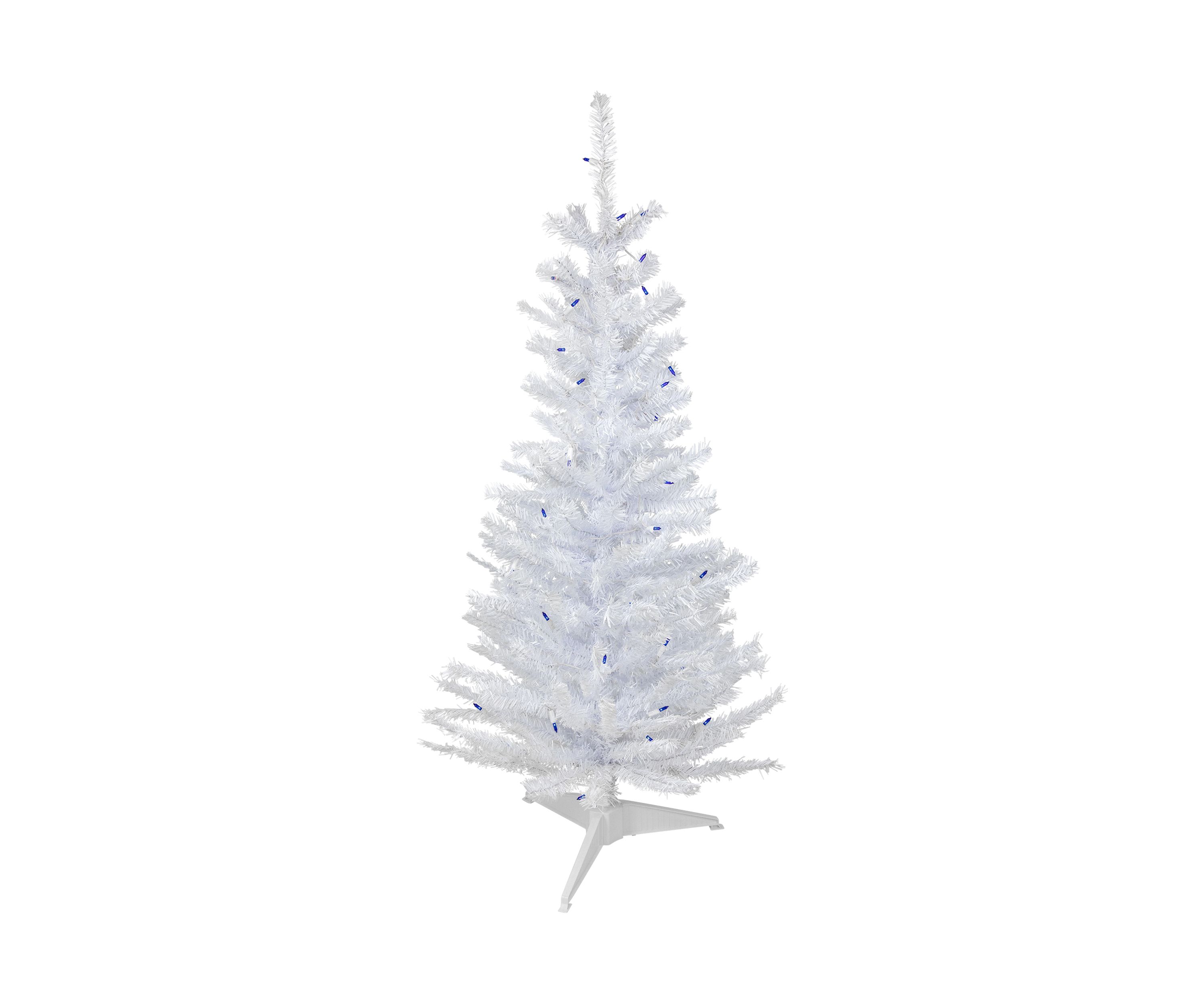 4 Pre-Lit Woodbury White Pine Slim Artificial Christmas Tree  Blue Lights