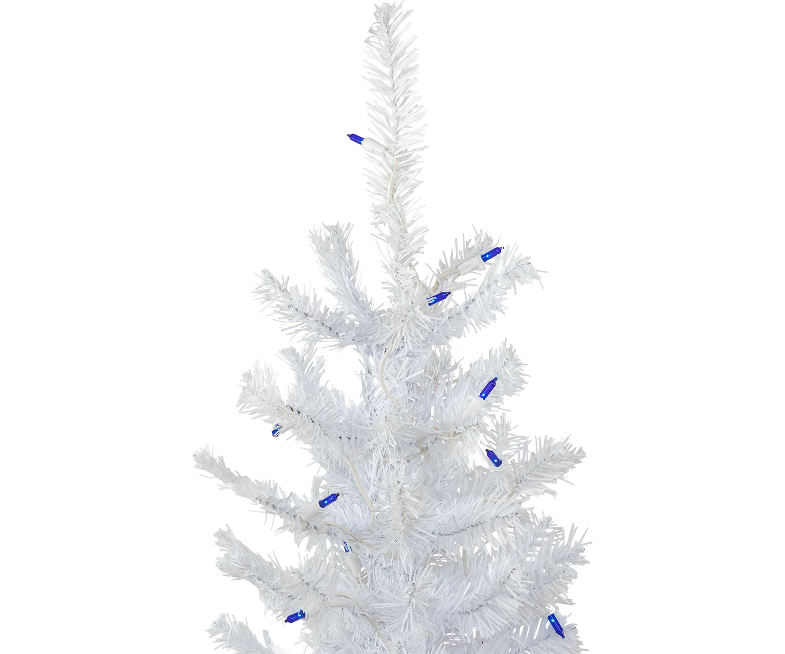 4 Pre-Lit Woodbury White Pine Slim Artificial Christmas Tree  Blue Lights