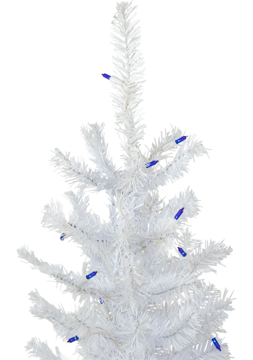 4 Pre-Lit Woodbury White Pine Slim Artificial Christmas Tree  Blue Lights