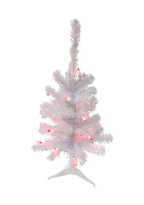 Northlight 3' Pre-Lit Woodbury White Pine Slim Artificial Christmas Tree Pink Lights