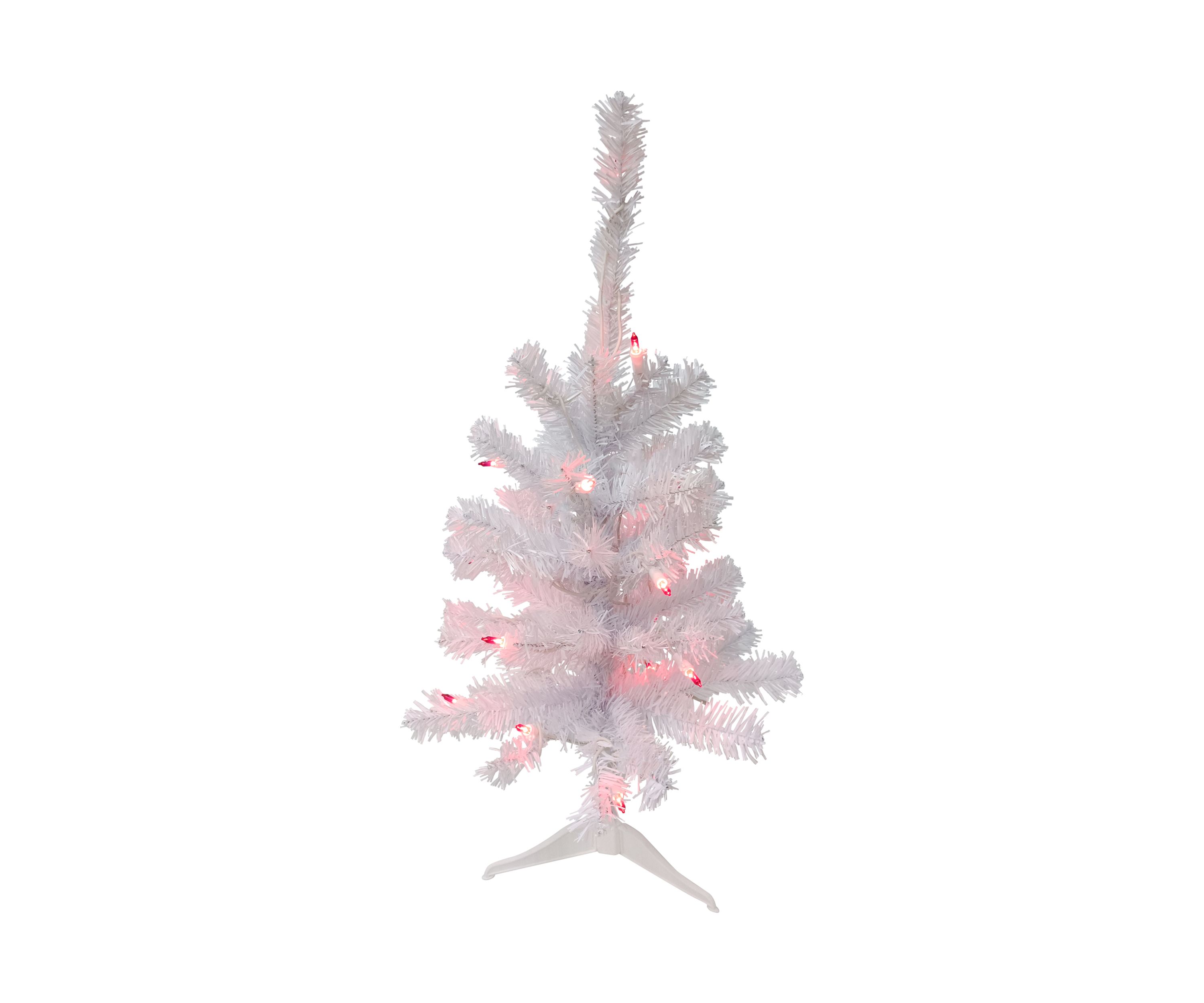 3 Pre-Lit Woodbury White Pine Slim Artificial Christmas Tree  Pink Lights