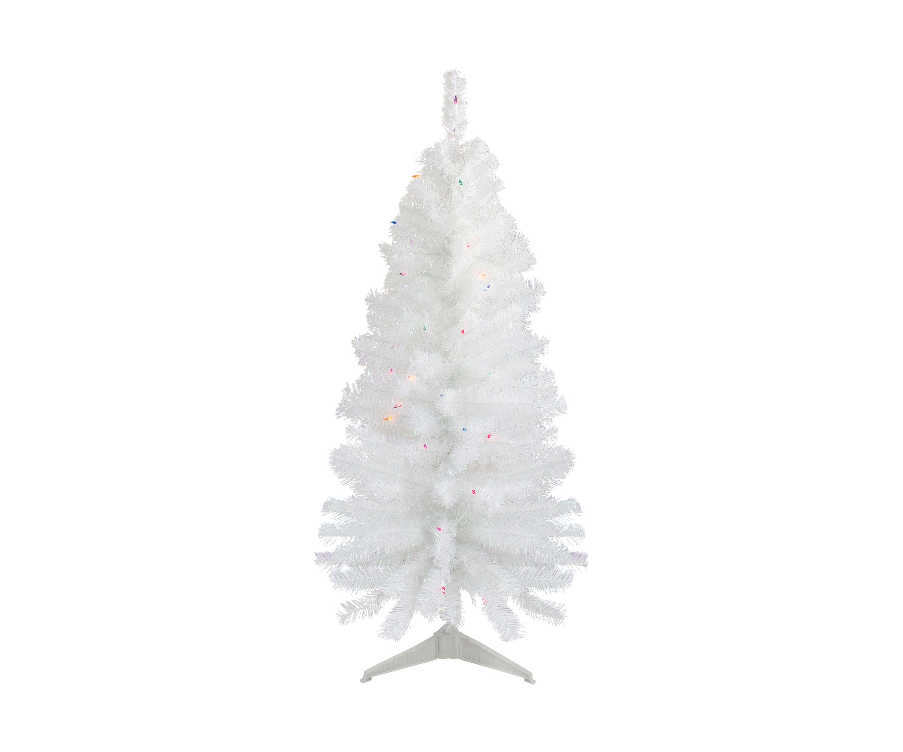 2 Lighted Woodbury White Pine Slim Artificial Christmas Tree  Multi Lights