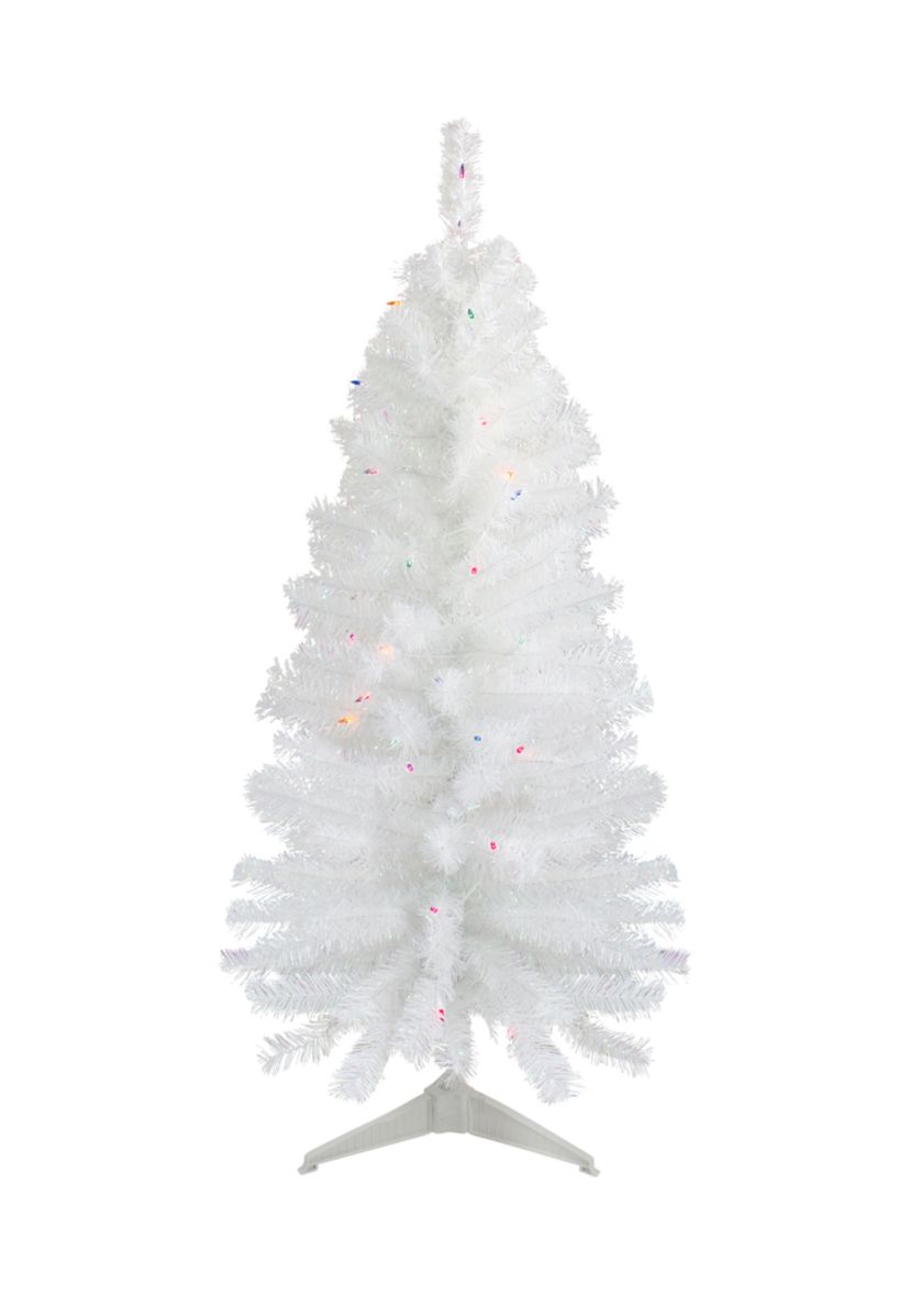 2 Lighted Woodbury White Pine Slim Artificial Christmas Tree  Multi Lights