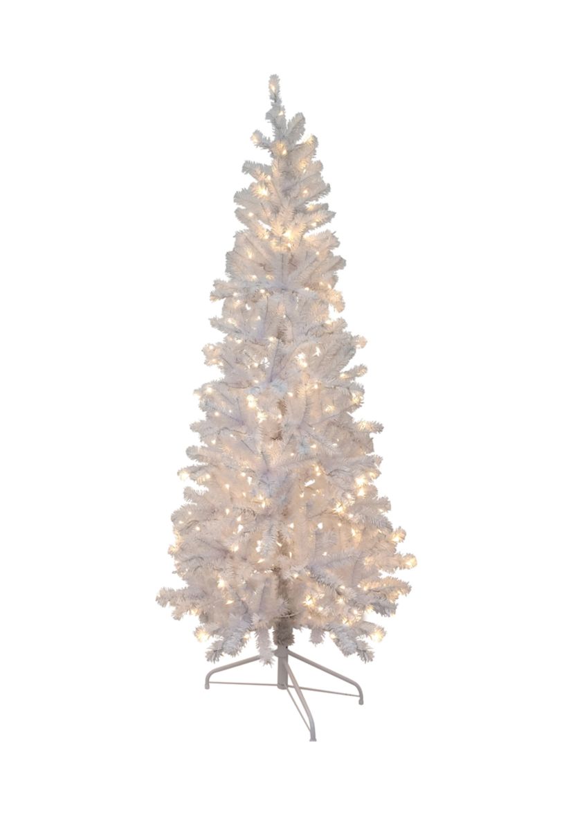 3 Pre-Lit Woodbury White Pine Slim Artificial Christmas Tree  Clear Lights
