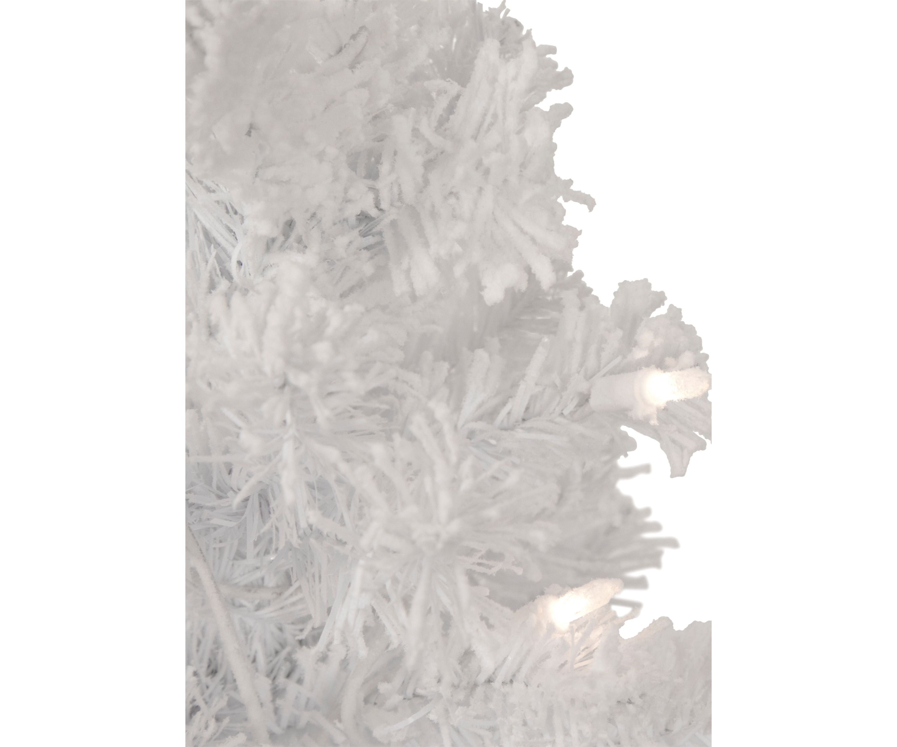 3.5 Pre-Lit Potted Flocked Winter Pine White Tinsel Artificial Christmas Tree  Clear Lights