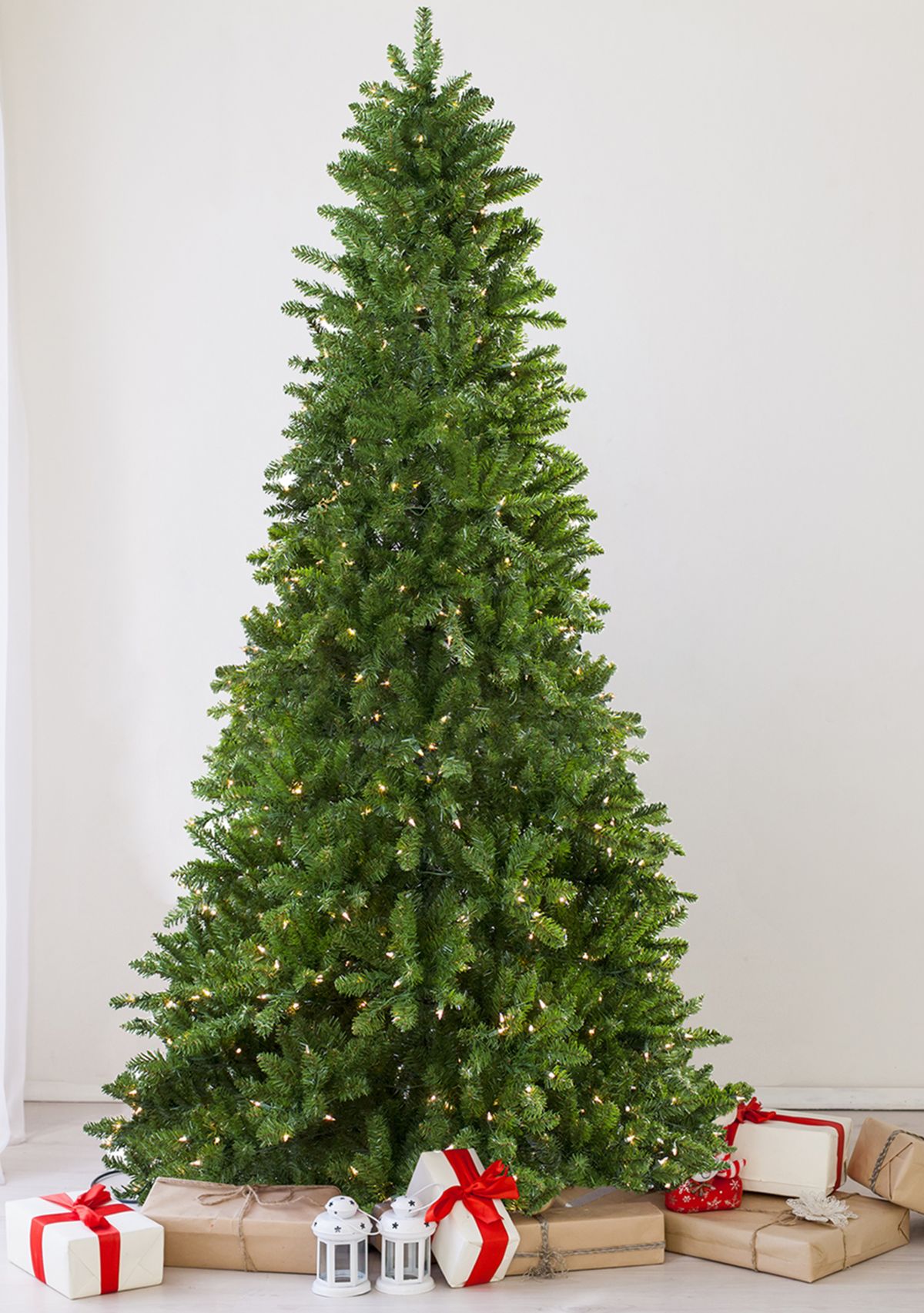 9 Pre-Lit Everett Pine Slim Artificial Christmas Tree  Clear Lights