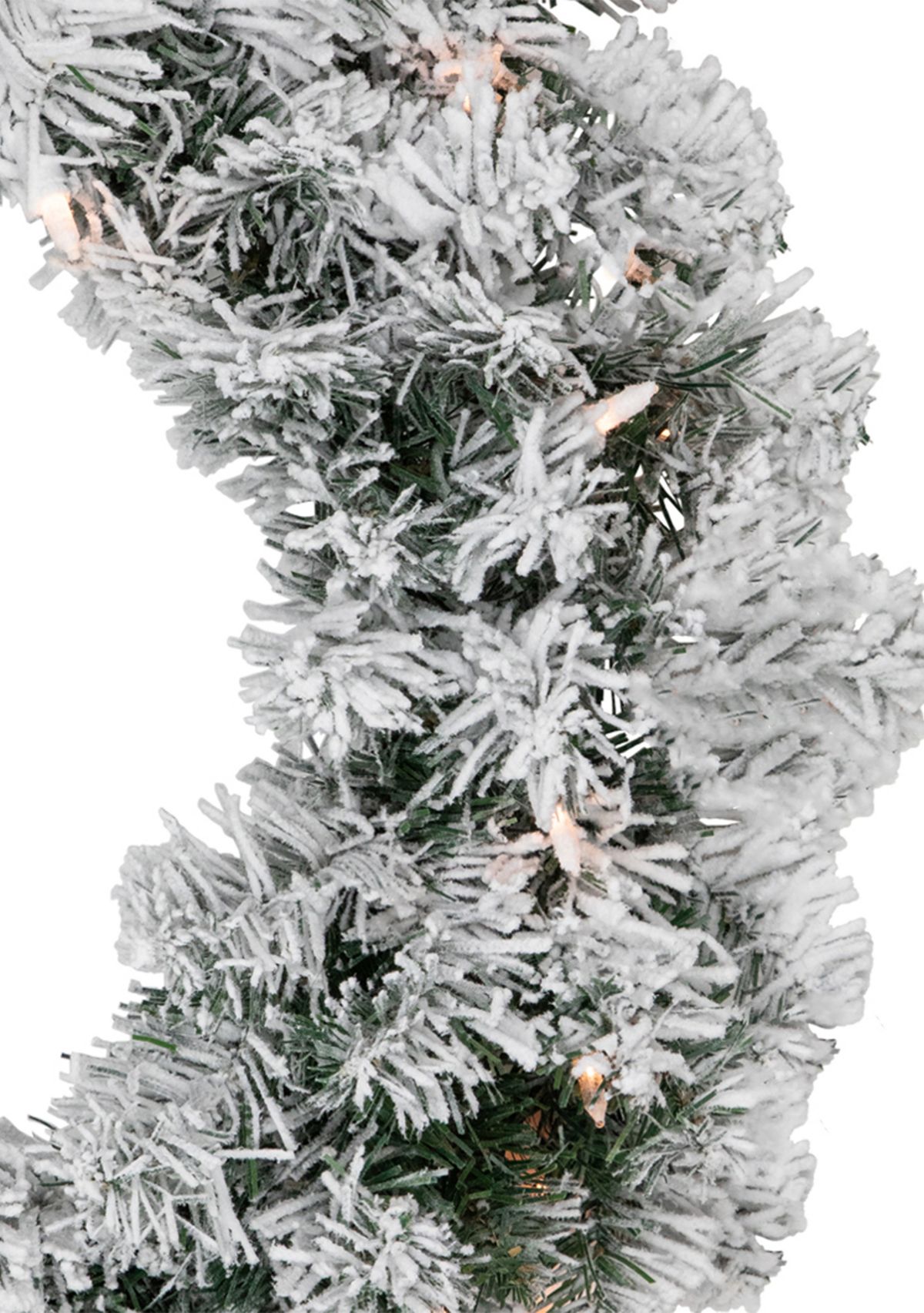 Pre-lit Heavily Flocked Madison Pine Artificial Christmas Wreath  24-Inch  Clear Lights