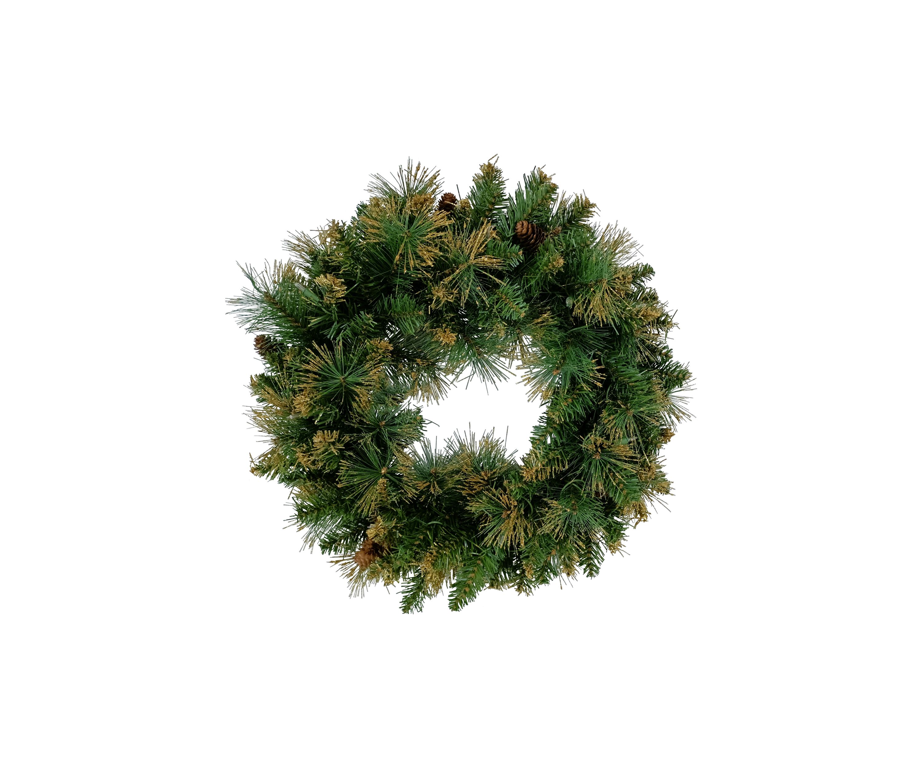 Pre-Lit Yorkshire Pine Artificial Christmas Wreath  24-Inch  Clear Lights