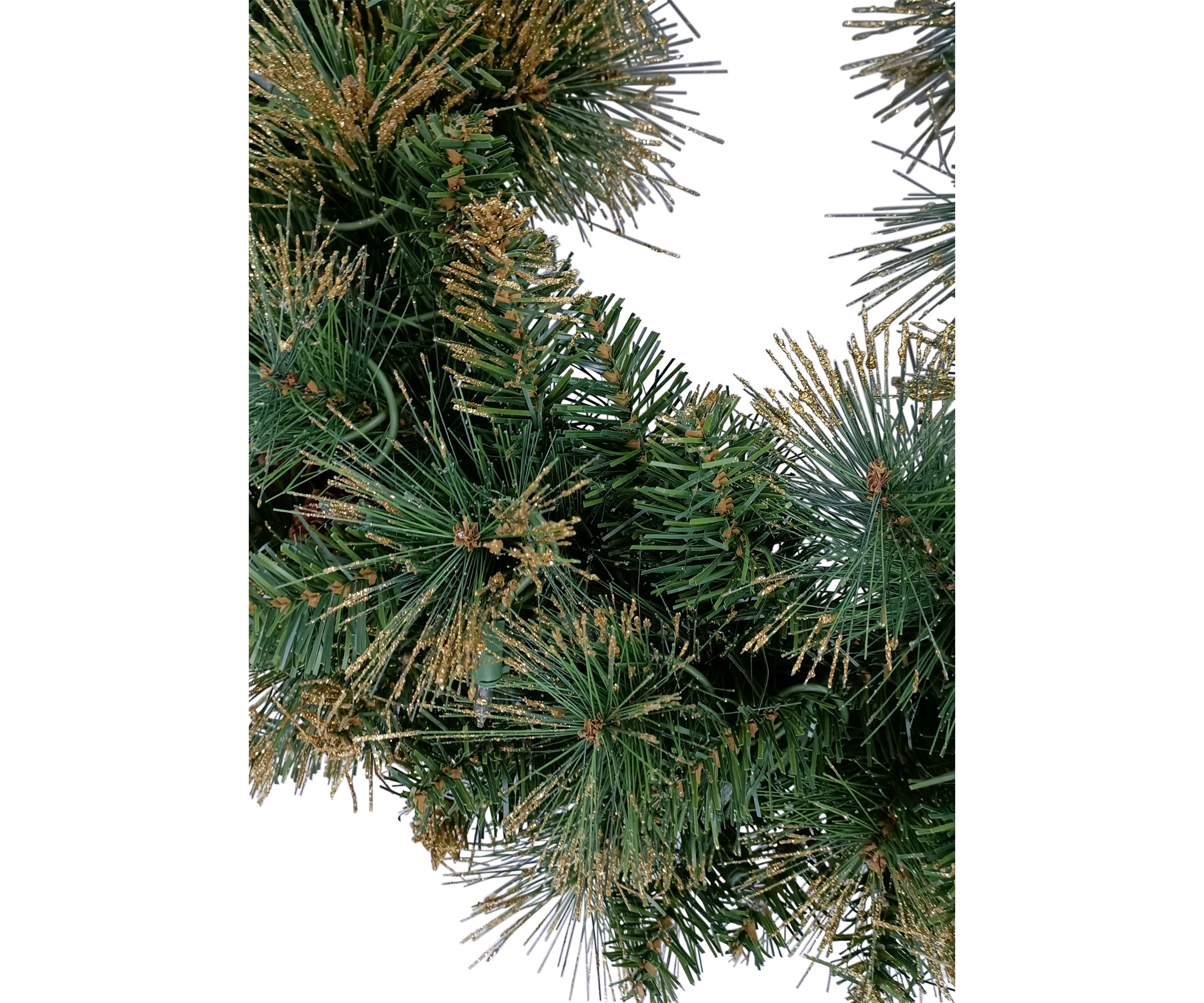 Pre-Lit Yorkshire Pine Artificial Christmas Wreath  24-Inch  Clear Lights