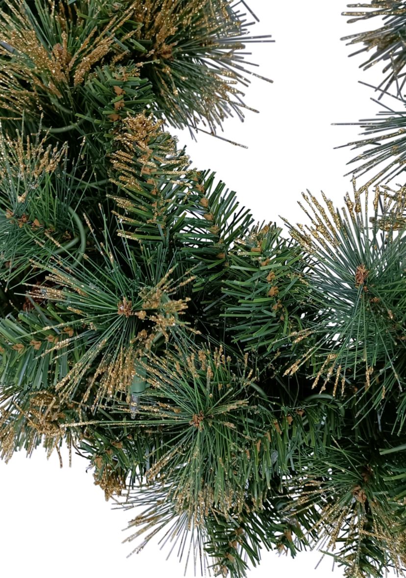 Pre-Lit Yorkshire Pine Artificial Christmas Wreath  24-Inch  Clear Lights