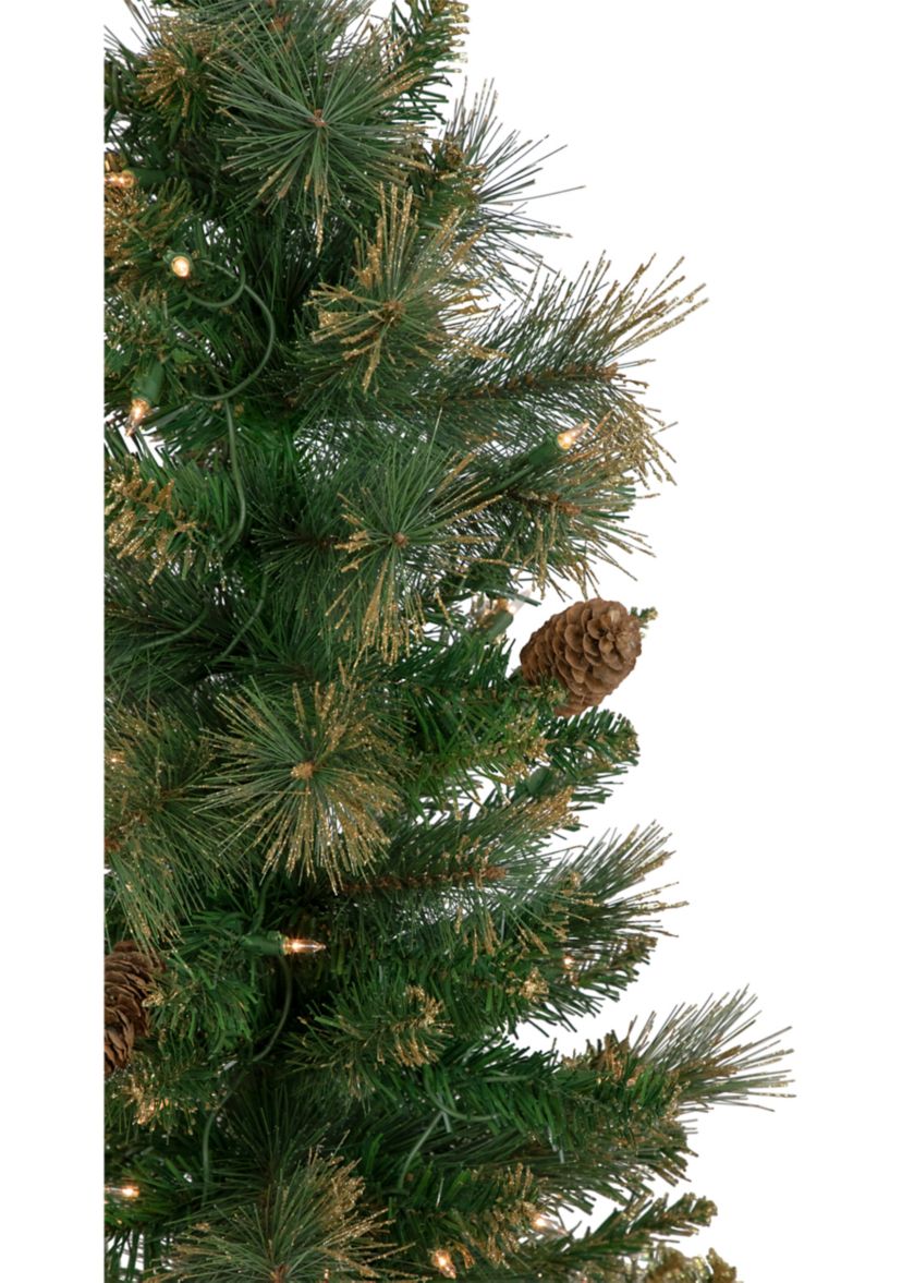 4.5 Pre-Lit Yorkshire Pine Pencil Artificial Christmas Tree  Clear Lights