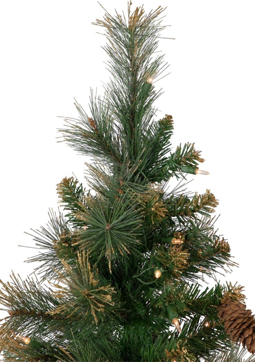 4.5 Pre-Lit Yorkshire Pine Pencil Artificial Christmas Tree  Clear Lights