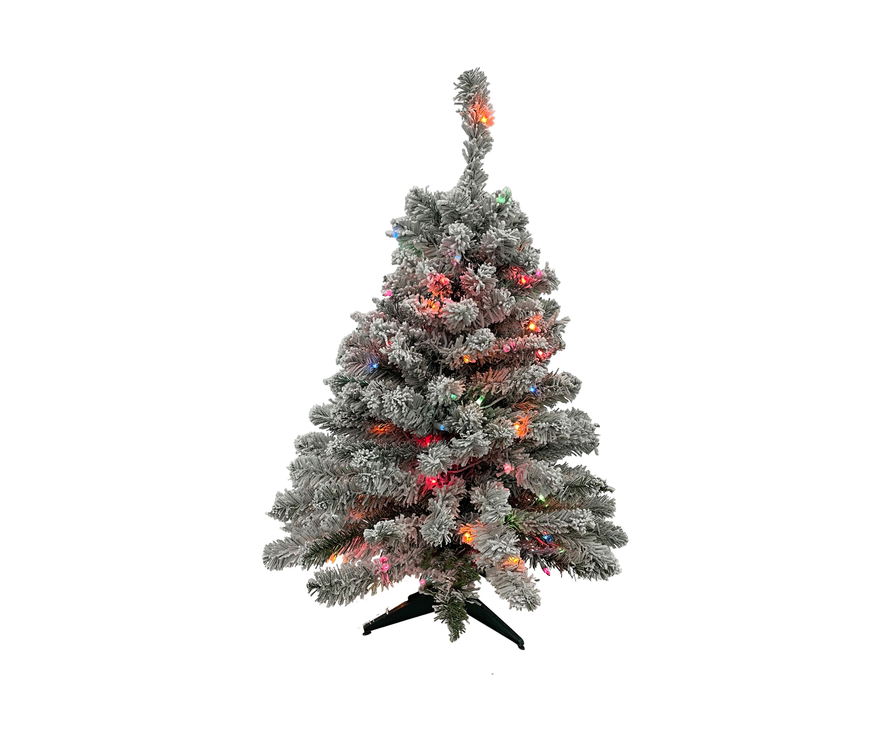 3 Pre-Lit Medium Heavily Flocked Madison Pine Artificial Christmas Tree  Multi Lights