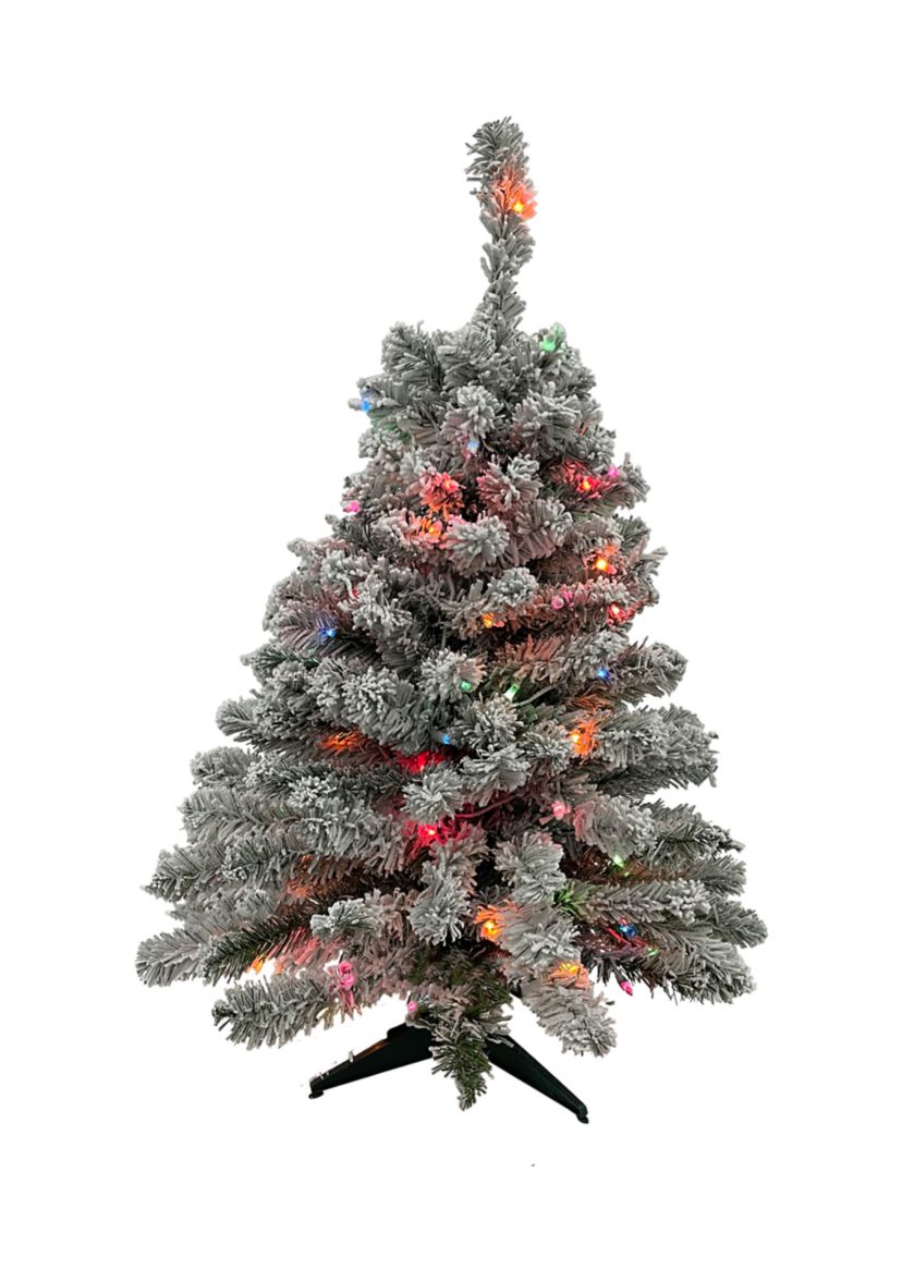 3 Pre-Lit Medium Heavily Flocked Madison Pine Artificial Christmas Tree  Multi Lights