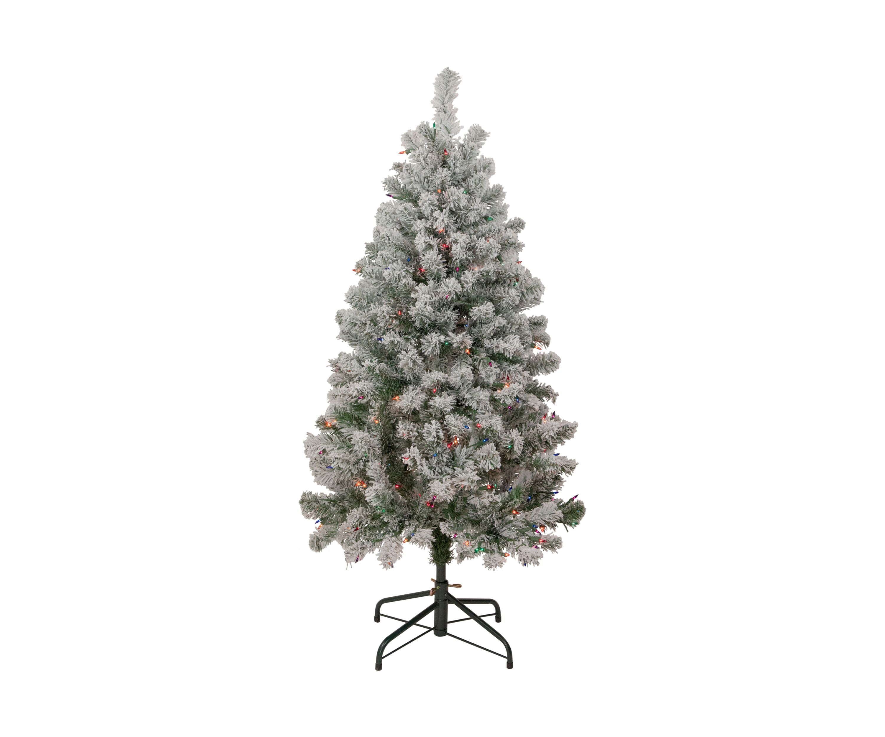 4.5 Pre-Lit Flocked Madison Pine Artificial Christmas Tree  Multi Lights