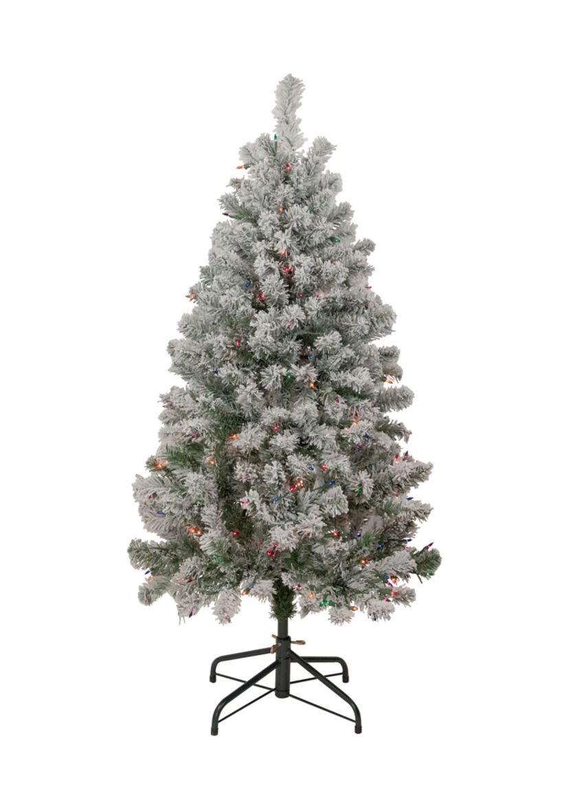 4.5 Pre-Lit Flocked Madison Pine Artificial Christmas Tree  Multi Lights