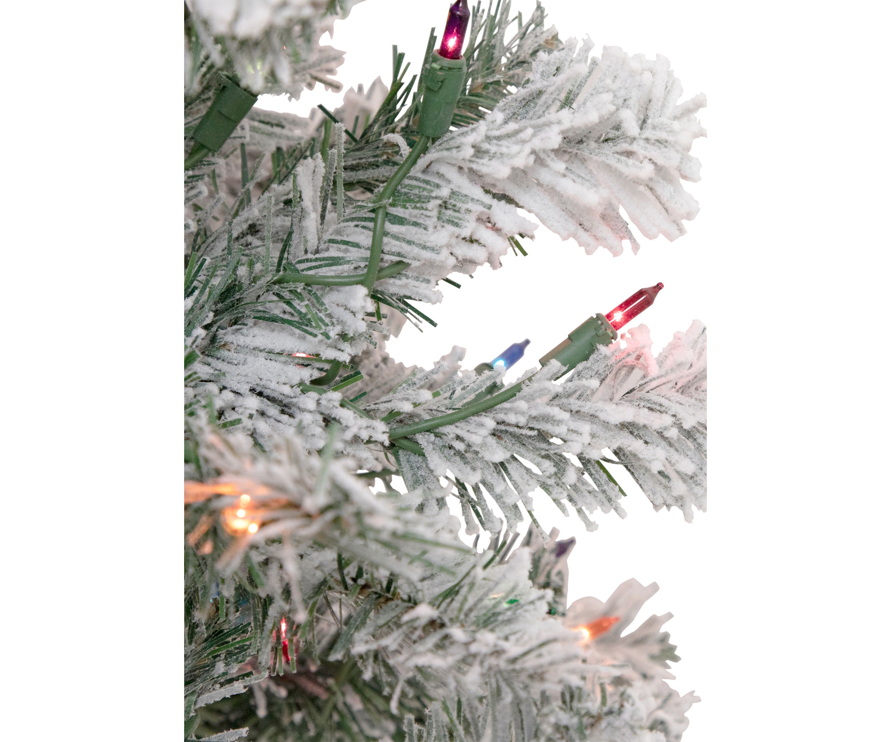 6.5 Pre-Lit Flocked Madison Pine Artificial Christmas Tree  Multi Lights