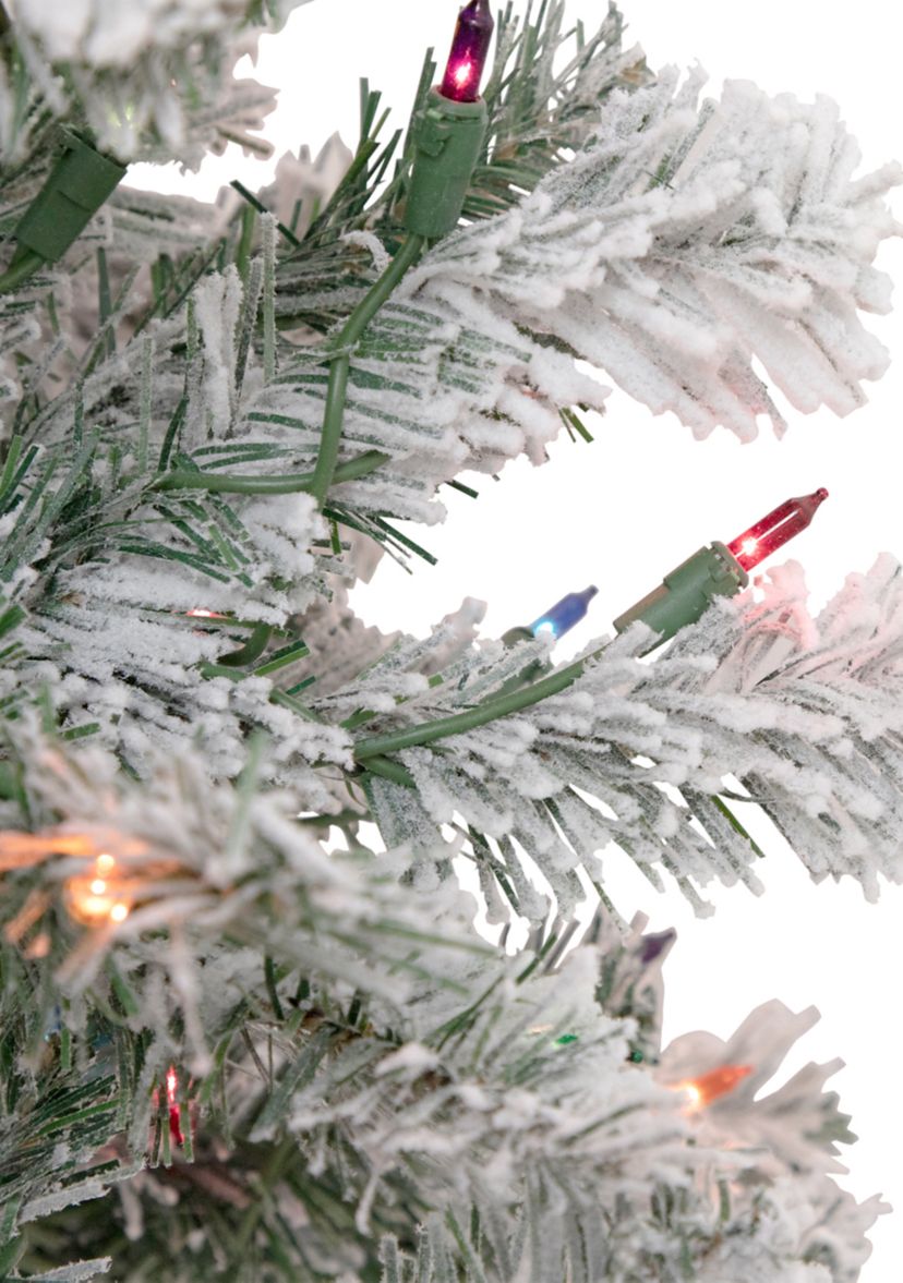 6.5 Pre-Lit Flocked Madison Pine Artificial Christmas Tree  Multi Lights