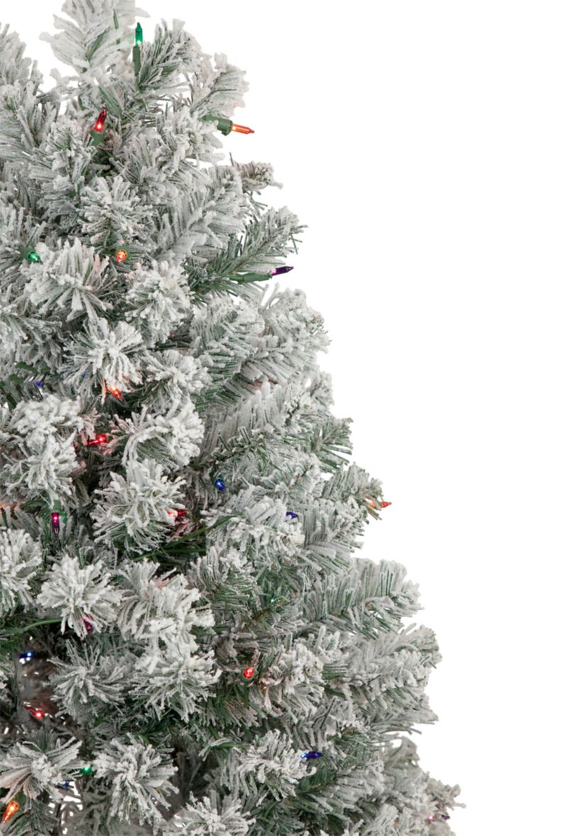 6.5 Pre-Lit Flocked Madison Pine Artificial Christmas Tree  Multi Lights
