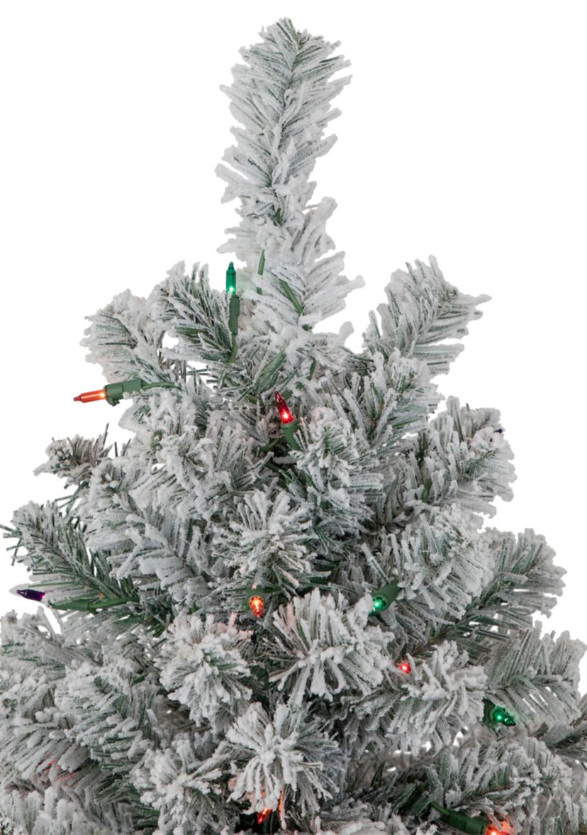 6.5 Pre-Lit Flocked Madison Pine Artificial Christmas Tree  Multi Lights