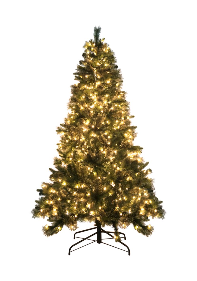6.5 Pre-lit Snow Valley Pine Artificial Christmas Tree  Clear Lights