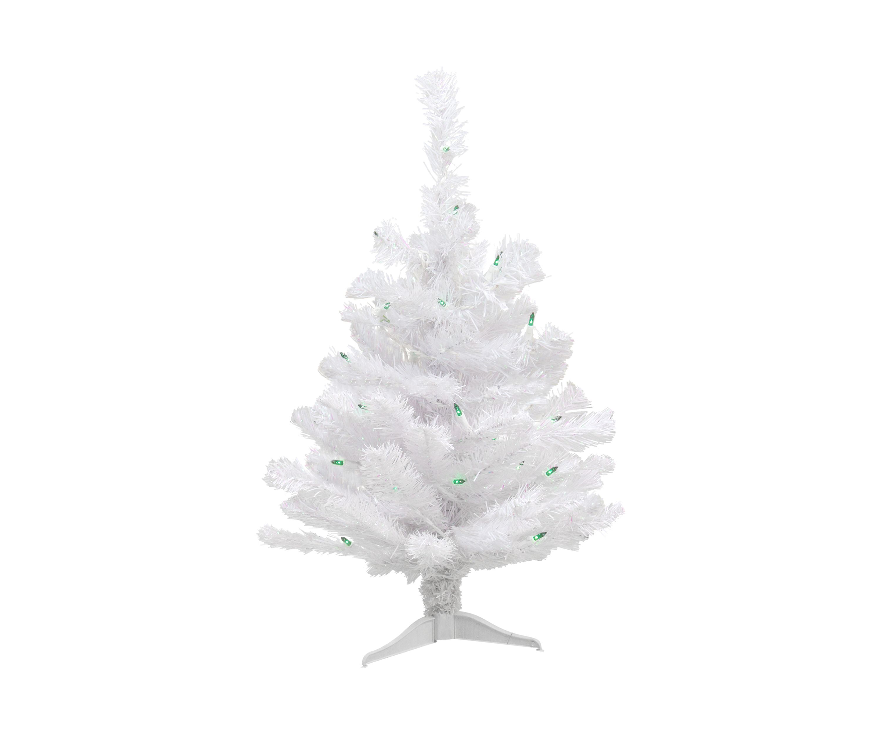 2 Lighted Rockport White Pine Artificial Christmas Tree  Green Lights