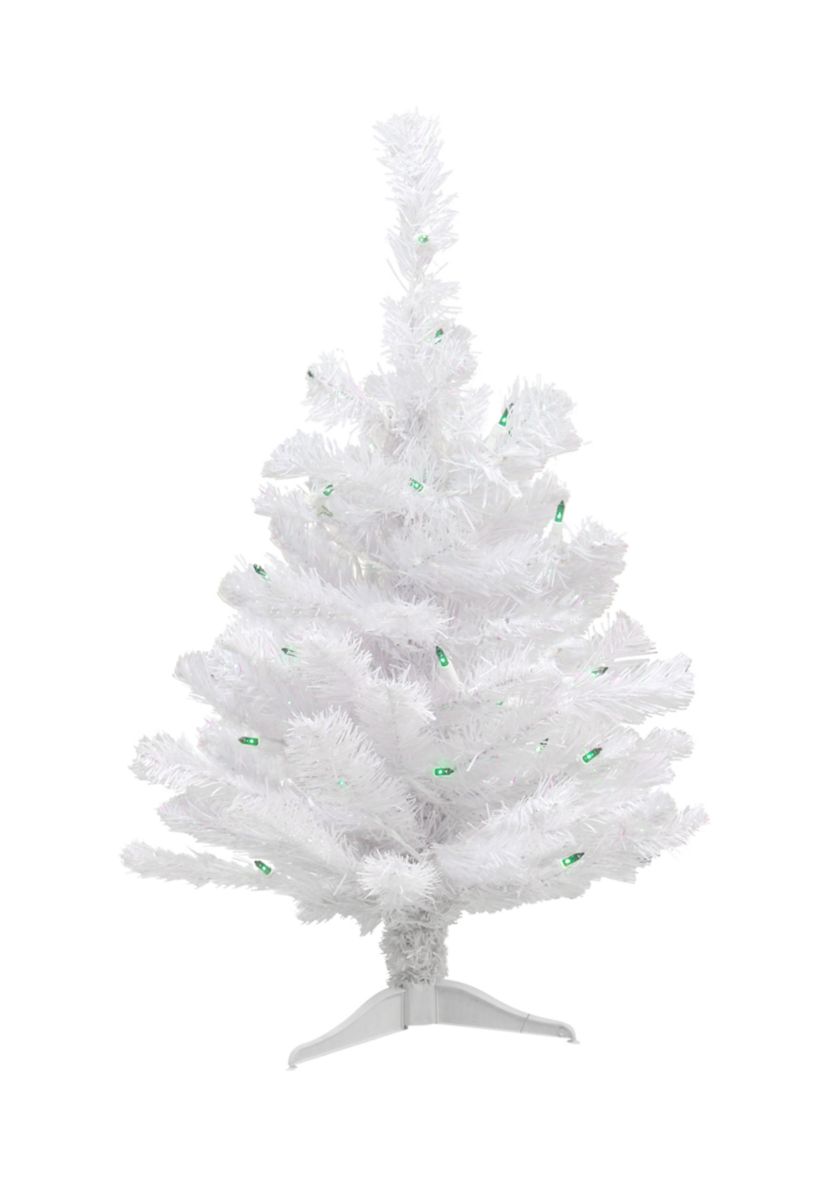 2 Lighted Rockport White Pine Artificial Christmas Tree  Green Lights