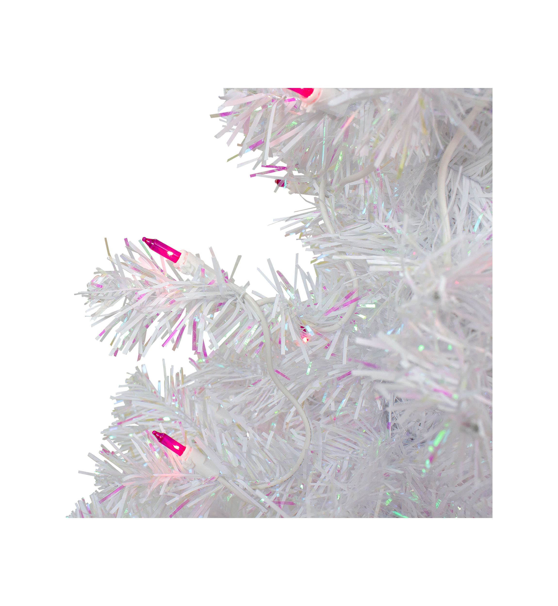 2 Pre-lit Rockport White Pine Artificial Christmas Tree  Pink Lights