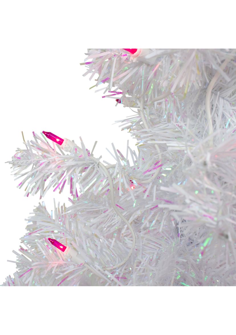 2 Pre-lit Rockport White Pine Artificial Christmas Tree  Pink Lights