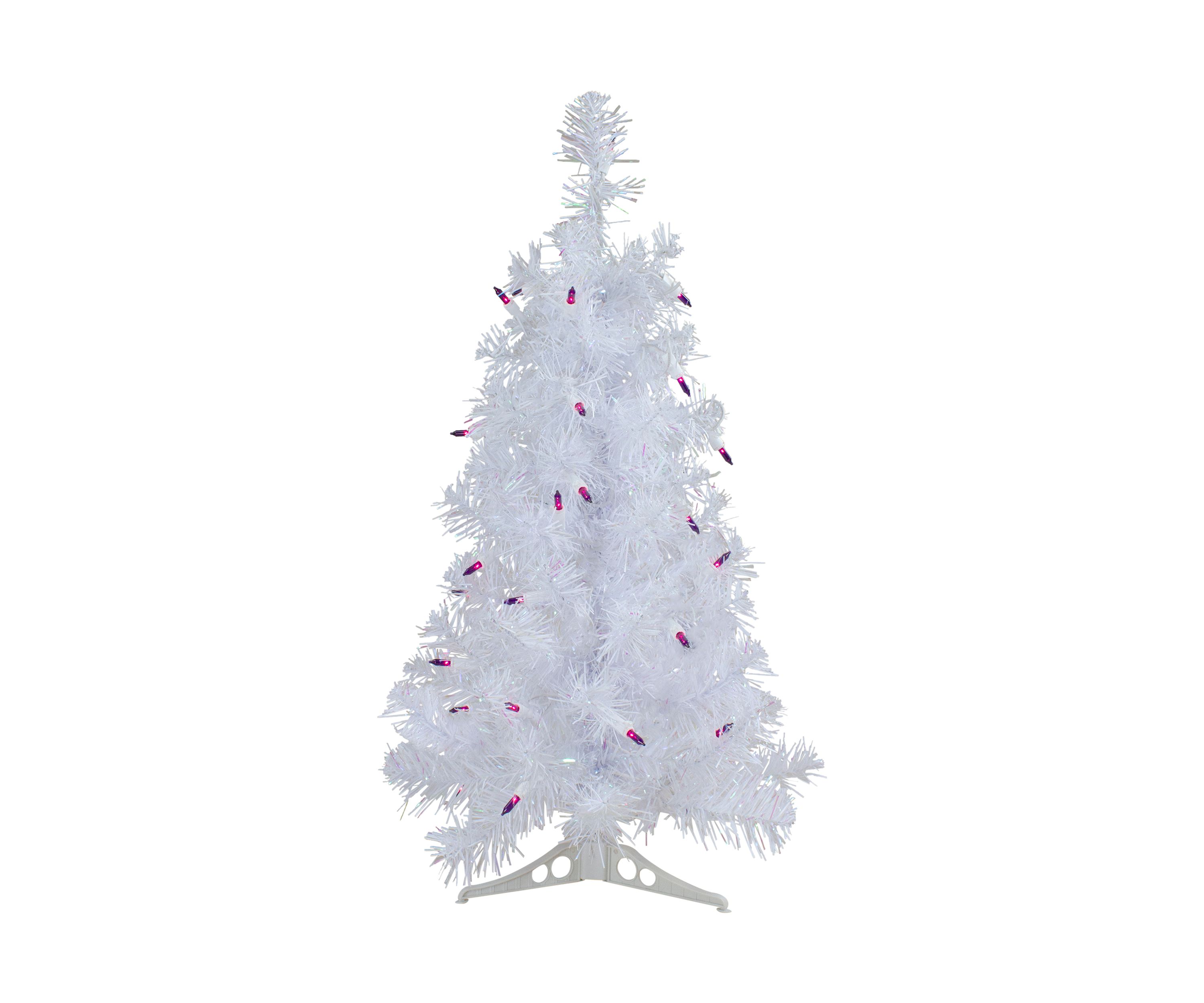 2 Pre-lit Rockport White Pine Artificial Christmas Tree  Purple Lights