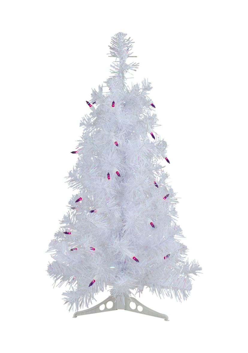 2 Pre-lit Rockport White Pine Artificial Christmas Tree  Purple Lights
