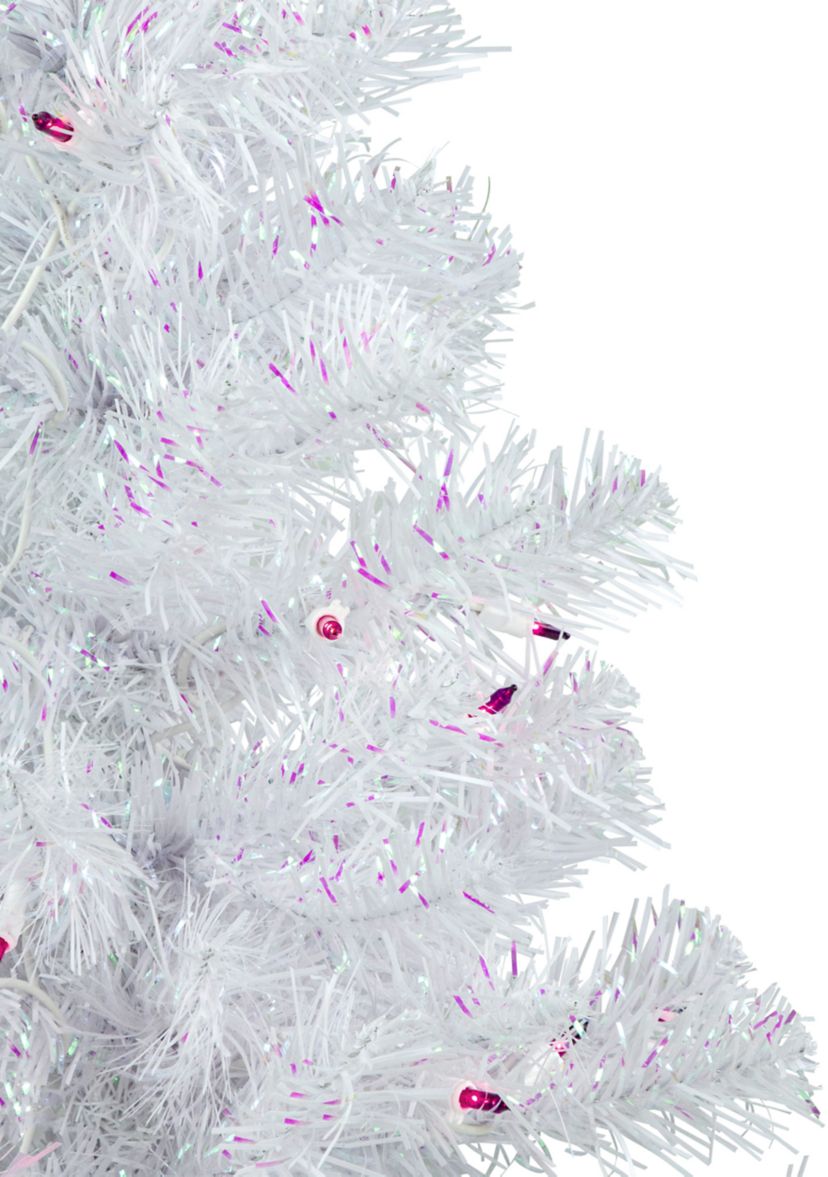 2 Pre-lit Rockport White Pine Artificial Christmas Tree  Purple Lights