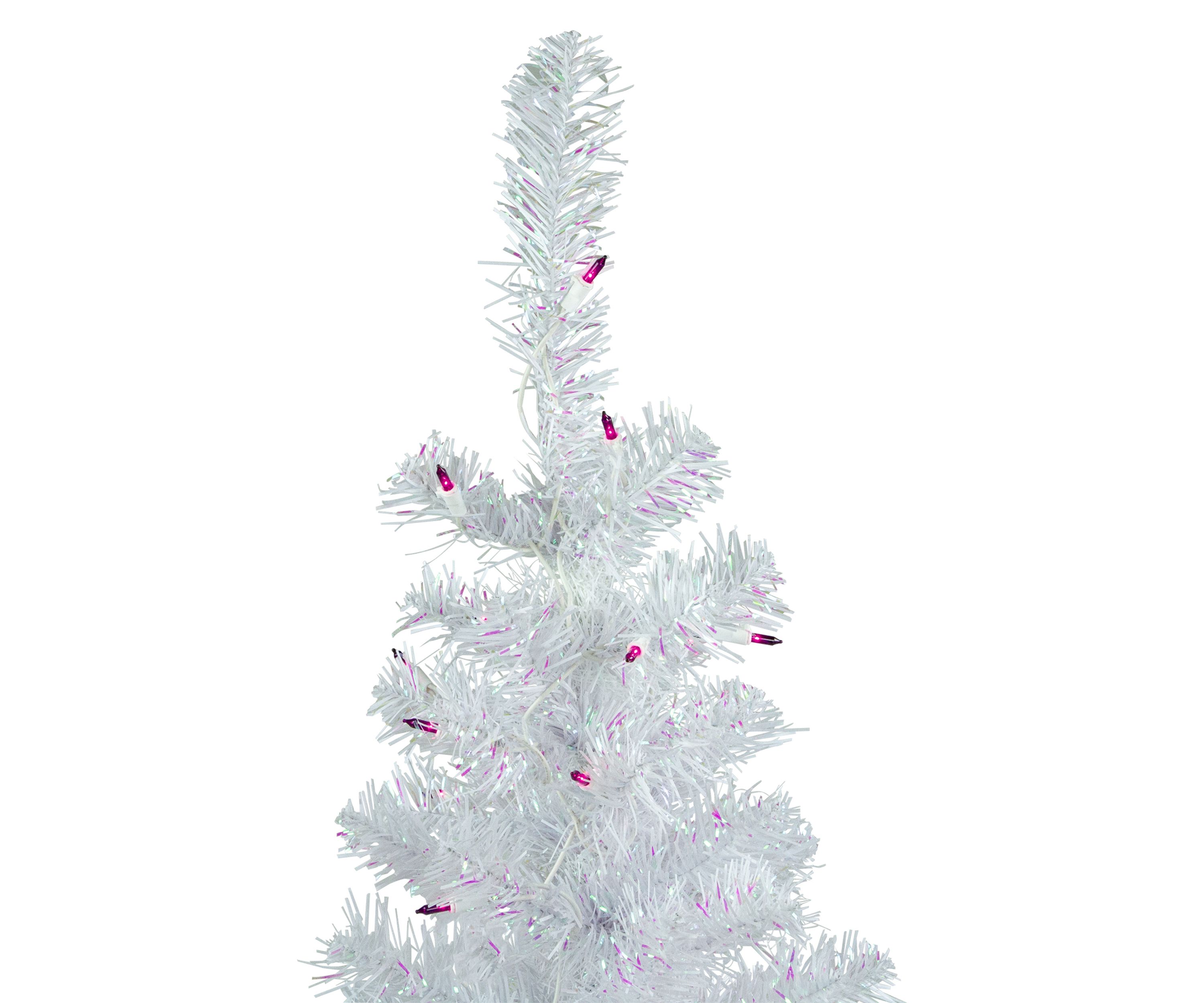2 Pre-lit Rockport White Pine Artificial Christmas Tree  Purple Lights