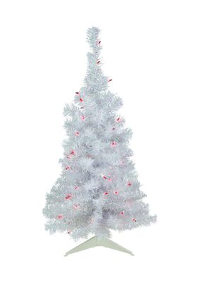 Northlight 3' Pre-Lit Rockport White Pine Artificial Christmas Tree Pink Lights