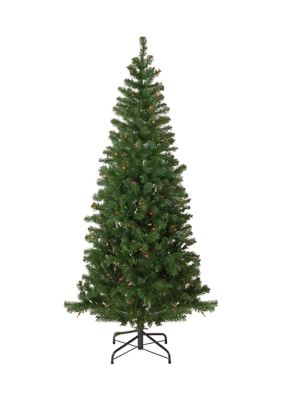 6' Pre-Lit Wilson Pine Slim Artificial Christmas Tree  Multi Lights