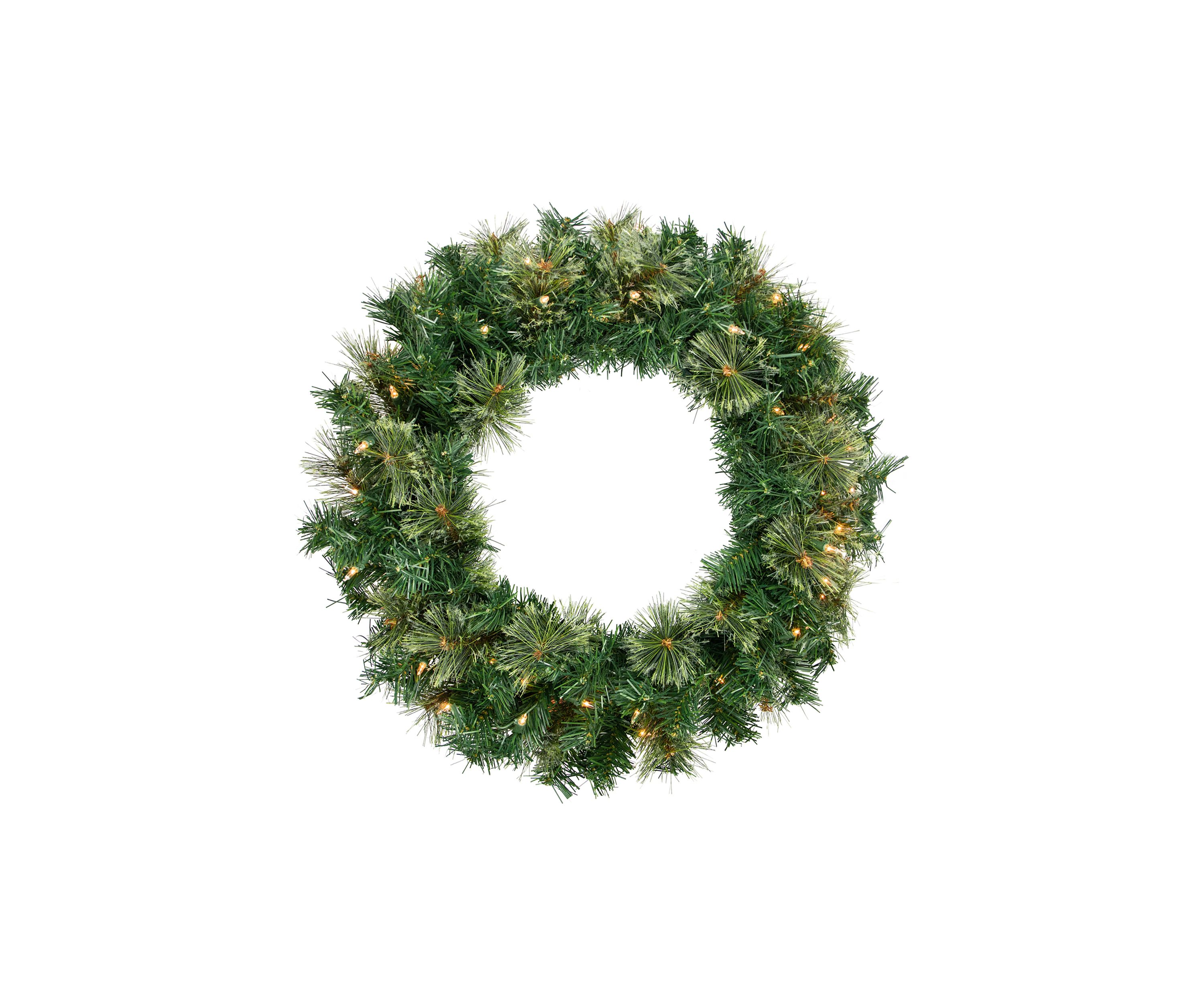Pre-Lit Oregon Cashmere Pine Artificial Christmas Wreath  24-Inch  Clear Lights