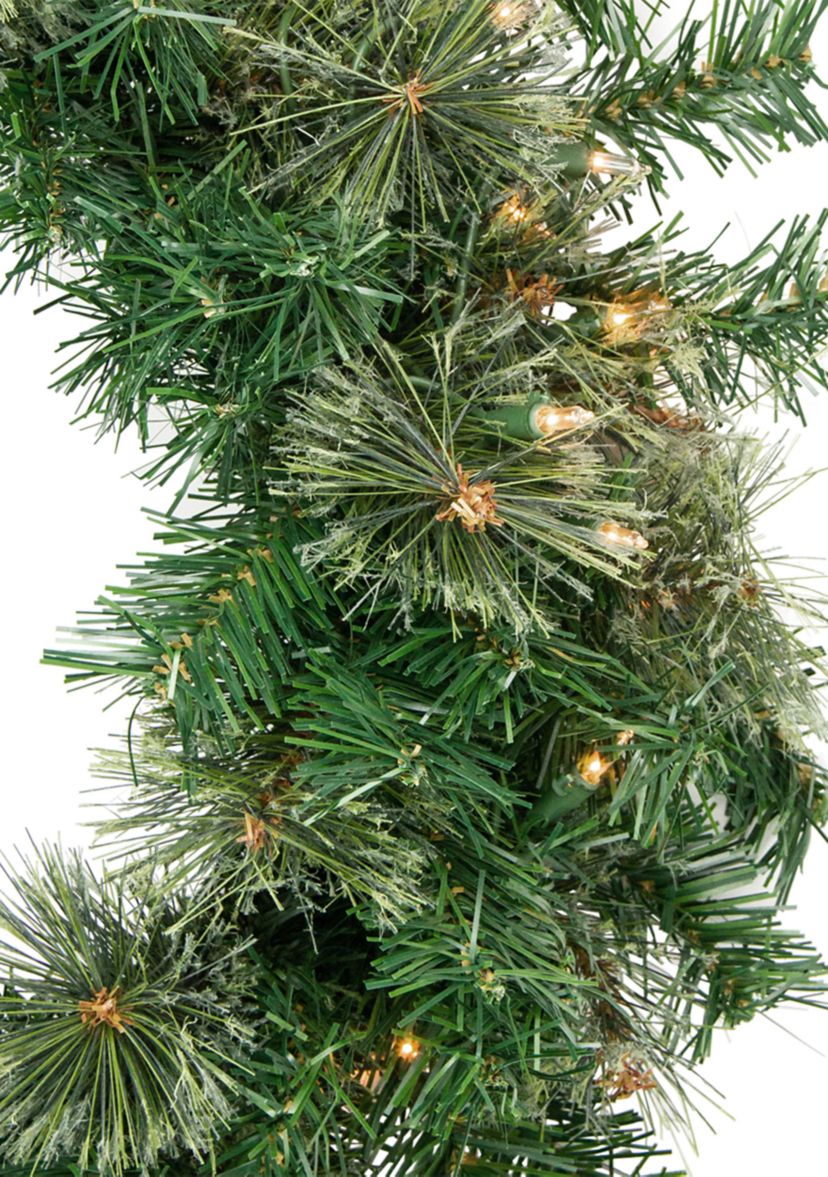 Pre-Lit Oregon Cashmere Pine Artificial Christmas Wreath  24-Inch  Clear Lights