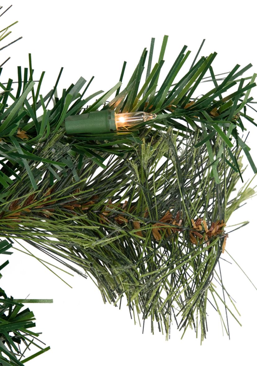 9 x 10Inch Pre-Lit Oregon Cashmere Pine Artificial Christmas Garland  Clear Lights