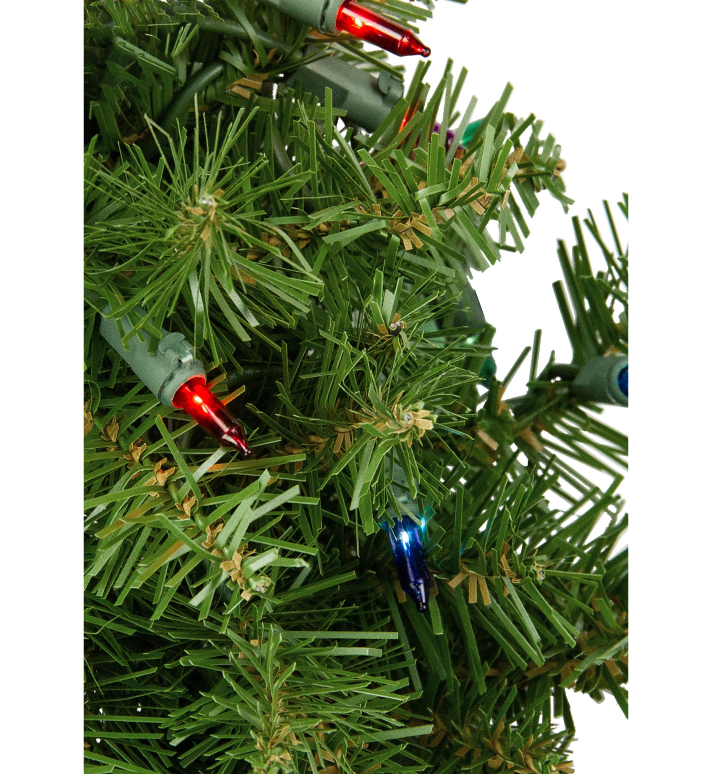 Pre-Lit Rockwood Pine Artificial Christmas Wreath  24-Inch  Multi Lights