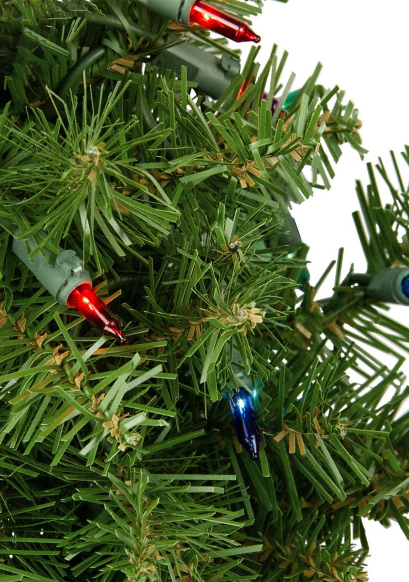 Pre-Lit Rockwood Pine Artificial Christmas Wreath  24-Inch  Multi Lights