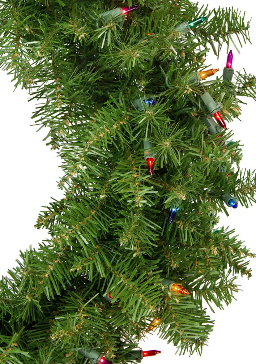 Pre-Lit Rockwood Pine Artificial Christmas Wreath  24-Inch  Multi Lights
