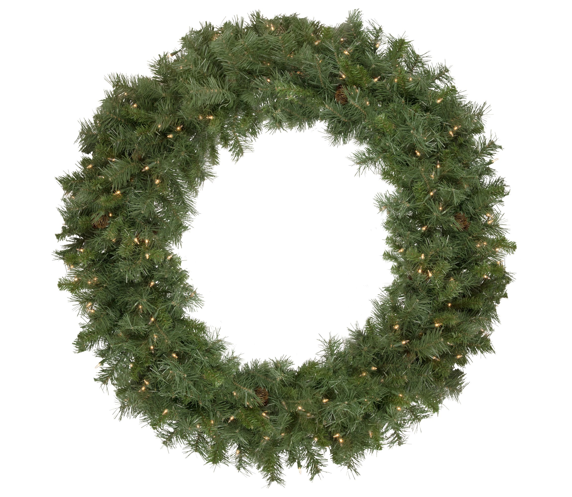 Pre-Lit Black River Pine Artificial Christmas Wreath  48-Inch  Clear Lights