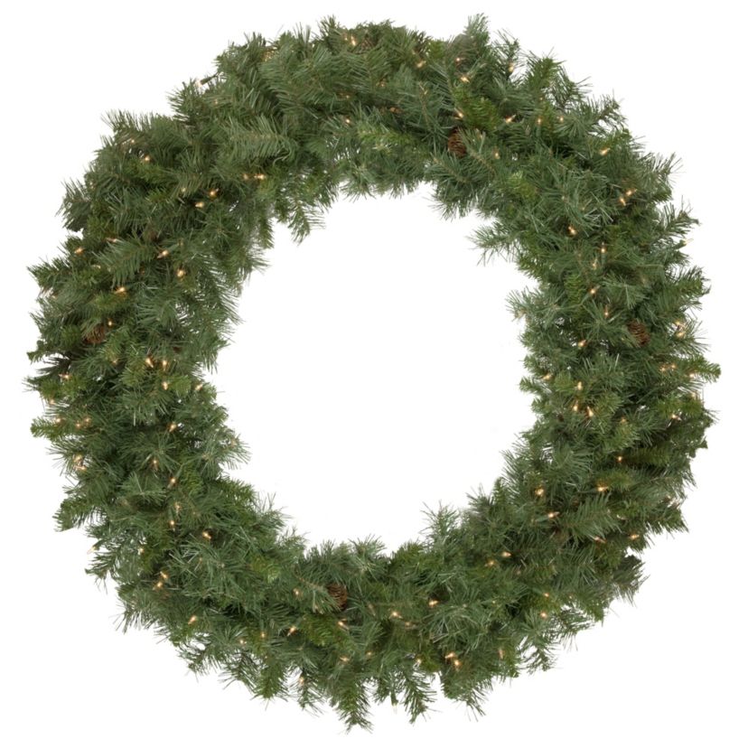 Pre-Lit Black River Pine Artificial Christmas Wreath  48-Inch  Clear Lights