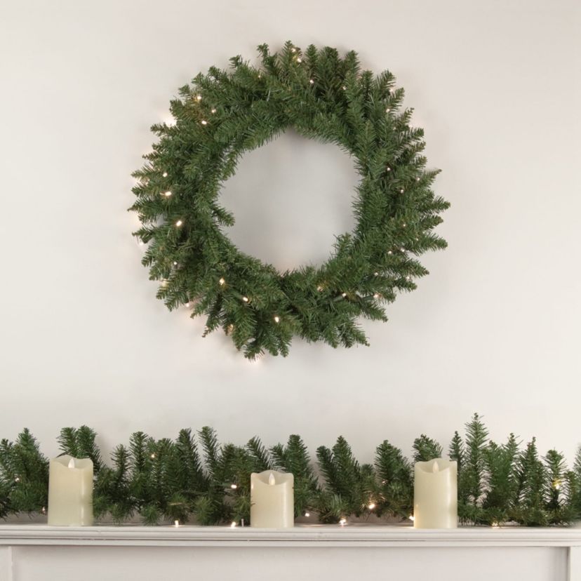 Pre-Lit Winona Fir Artificial Christmas Wreath 24-Inch Warm White LED Lights